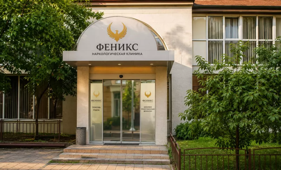 Вход в наркологическую клинику «Феникс» в Каслях